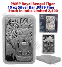 Royal Bengal Tiger 10 oz Silver Bar MMTC-PAMP Suisse 2500 mintage picture