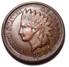 OLD US COINS 1891 INDIAN HEAD CENT PENNY FULL LIBERTY BEAUTY picture