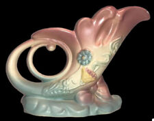 Vintage Hull American Art Pottery Bow Knot Pastel Cornucopia Vase B-5-7 1/2 picture