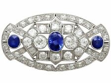 Stunning Antique Art Deco 5.75CT White CZ and 2.43CT Blue Sapphire Women Brooch picture