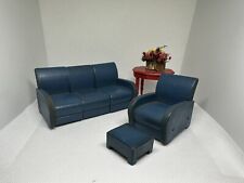 Vintage Strombecker Blue MCM Chair & Couch For Dollhouse. 3