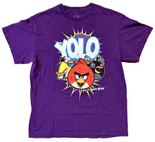 Angry Birds Y.O.L.O. T-Shirt Size Large Purple 100% Cotton Very Good picture