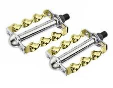VINTAGE LOWRIDER FLAT TWISTED PEDAL IN CHROME/GOLD COMPATIBLE W/ 1/2 CRANK picture