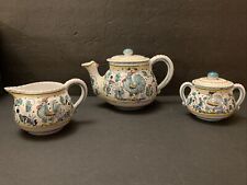 Deruta Orvieto Green Rooster Italy Teapot, Creamer And Sugar Bowl Hand Painted picture