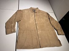 Polo Ralph Lauren Shirt Men’s Large Brown Suede Leather  Overshirt Camp VTG Y2K picture