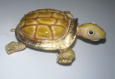 Vintage 1960 Original by Robert Ceramic Enamel Gold Plated Turtle Brooch Pin picture
