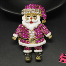 Enamel Purple Crystal Santa Claus Christmas Fashion Women Charm Brooch Pin Gift picture
