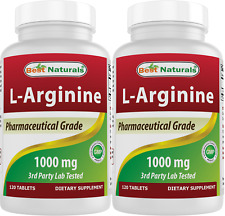 2 Pack Best Naturals L-Arginine 1000mg 120 Tablets picture
