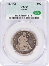 1874-CC Liberty Seated Silver Half Dollar Arrows G04 CACG picture