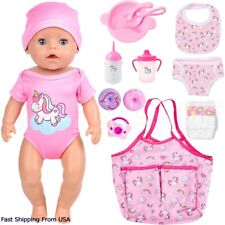 Baby Doll Accessories Feeding and Caring Set for 14-18 Inch Doll Clothes, 14 PCS picture