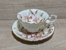 PARAGON DOUBLE WARRANT PINK ORCHID WHITE TEA CUP & SAUCER W/ GOLD RIM ENGLAND picture