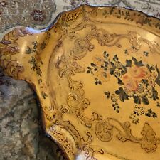 Vtg  Antq Florentine French Italian Country Tray~Floral Ornate 18” picture