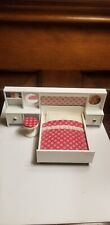 Vintage Lundby DOLLHOUSE MINIATURE bedroom suite headboard bed & stool picture