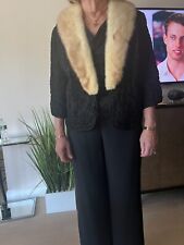 Vintage Women's Curly Black Persian Lamb Jacket & White Mink Collar picture