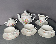 Vintage Lipper and Mann Tea Set TeaPot Cups Saucers Sugar & Creamer Bowl Floral picture