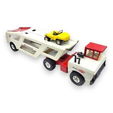 Vintage 1970's Mighty Tonka Car Carrier Hauler with Ramp White Red & Dune Buggie picture