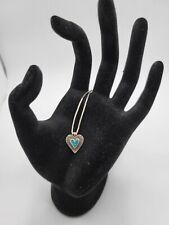 Vintage Native American Heart Of Turquoise Necklace Sterling Silver 16