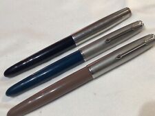 Vintage Lot of x3 Fountain Pens = 2 PARKER 51 Pen BROWN & BLUE + other BLACK Pen picture