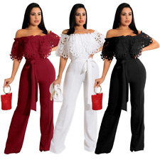 Elegant Women's Ruffled Off-the-Shoulder Bodycon Formal Party Jumpsuit Work-wear picture