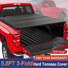 5.8FT 3-Fold FRP Hard Tonneau Cover For 2004-07 Silverado Sierra 1500 Truck Bed picture