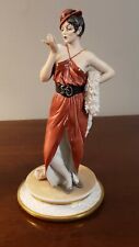 1981 Luigi Fabris Porcelain Figurine Lady Boa Red Flapper Dress #159/1000 Italy picture