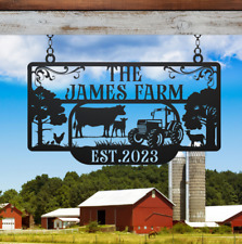 Personalized Metal Farm Sign Outdoor Barn Cow Goat Chicken Monogram, Custom picture