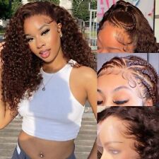 Chocolate Brown Deep Wave 13×4 Curly HD Transparent Lace Front Wigs Human Hair picture