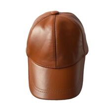 100% Genuine Real Lambskin Leather Baseball Cap Hat Solid picture