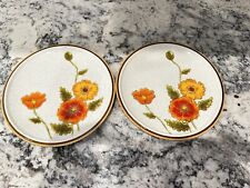 2 Vintage Mikasa California Poppies 9051 Natural Beauty 7 3/4 inch Salad Plates picture