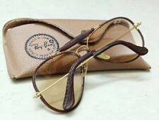 Vintage 1980's Occhiali Ray Ban Leather Bausch & Lomb Pm Brown 58mm picture