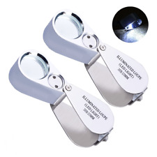 (2) 30X Jewelers Loupe Magnifying Jewelry Loop Eye Pocket Magnifier Glass Light picture