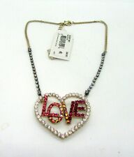 Betsey Johnson East Harlem Shuffle Crystal Heart Love Necklace picture