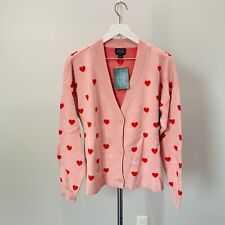 Abbott Elementary Pink/Red All Over Print Cardigan Sweater XL NWT picture