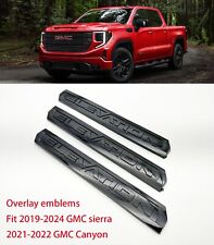 Overlay 3PC Gloss black Door Rear Elevation Emblem 2019+ Sierra 1500 2021+Canyon picture
