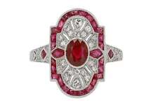Vintage Filigree Ruby Diamond Shield Engagement Ring picture