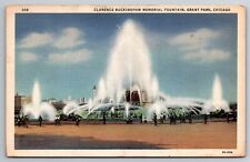 Postcard Chicago IL Clarence Buckingham Memorial Fountain Grant Park c1933 picture