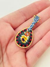 VTG Micro mosaic Pin Brooch Italy Banjo Guitar Rose Colorful Rare Figural Glass picture