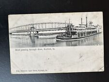 Vintage Postcard Boat Passing Through draw Keokuk Iowa Pub. Seibert Cigar Store picture