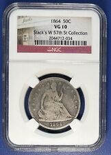 1864 Seated Liberty Half Dollar NGC VG10 Stacks W 57th St Collection RARE #73897 picture