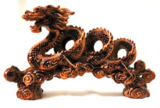 Vintage Asian Wood Carved Dragon Figurine Nice LOOK picture