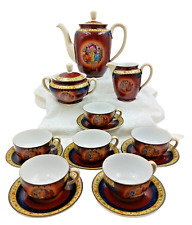 Vintage M.Z. Czechoslovakia 17 Pc. Coffee/Tea Pot/Creamer/Sugar/6 Cups &Saucers picture