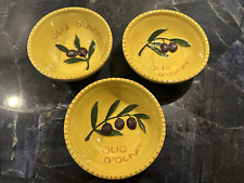 Williams Sonoma 5” Dipping Bowls Olive Oil Yellow Olio D'Oliva Set Of 3 Original picture