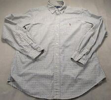 Ralph Lauren Mens Shirt White Large Button Down Oxford Custom Fit Plaid Check picture