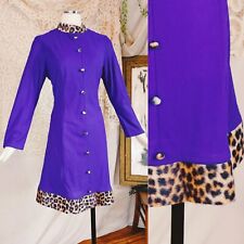 Vintage 1960s Leopard Print Faux Fur Shift Dress Funky Groovy Purple? SO FUN picture