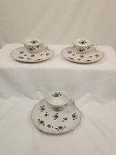 6 pcs Vintage Lefton China Hand-Painted Teacups and Snack Plates Violet Flowers picture