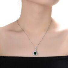 Flower Inspired Design Cushion Cut Green Emerald With Bright C Accents Pendant picture