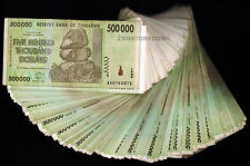 500,000 Zimbabwe Dollars x 50 Banknotes AA AB AC 2008 Authentic Bundle 50PCS picture