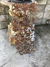 ANTIQUE CAST IRON FLORAL SALVAGED GARDEN YARD PANEL SHABBY CHIC LOVELY PATINA 28 picture