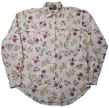Vintage Outback Red Long Sleeve Button Down Floral Pattern Cotton Shirt Blouse picture