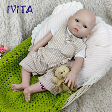 IVITA 18'' Soft Silicone Reborn Doll Blue Eyes Baby Boy Silicone Newborn Doll picture
